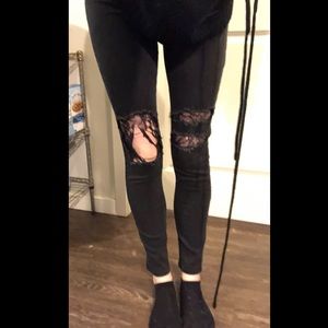 Joe’s Ripped Lace Black Jeans